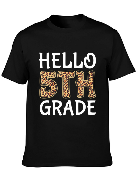 Hello 5th Grade Leopard Print T-Shirt