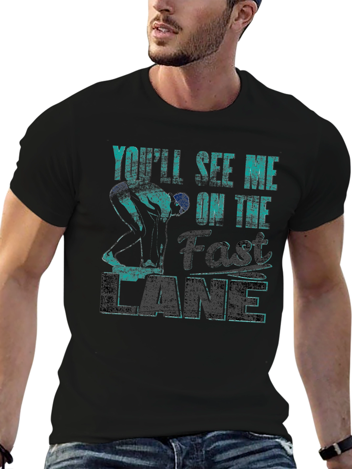Fast Lane Swimmer Graphic T-Shirt