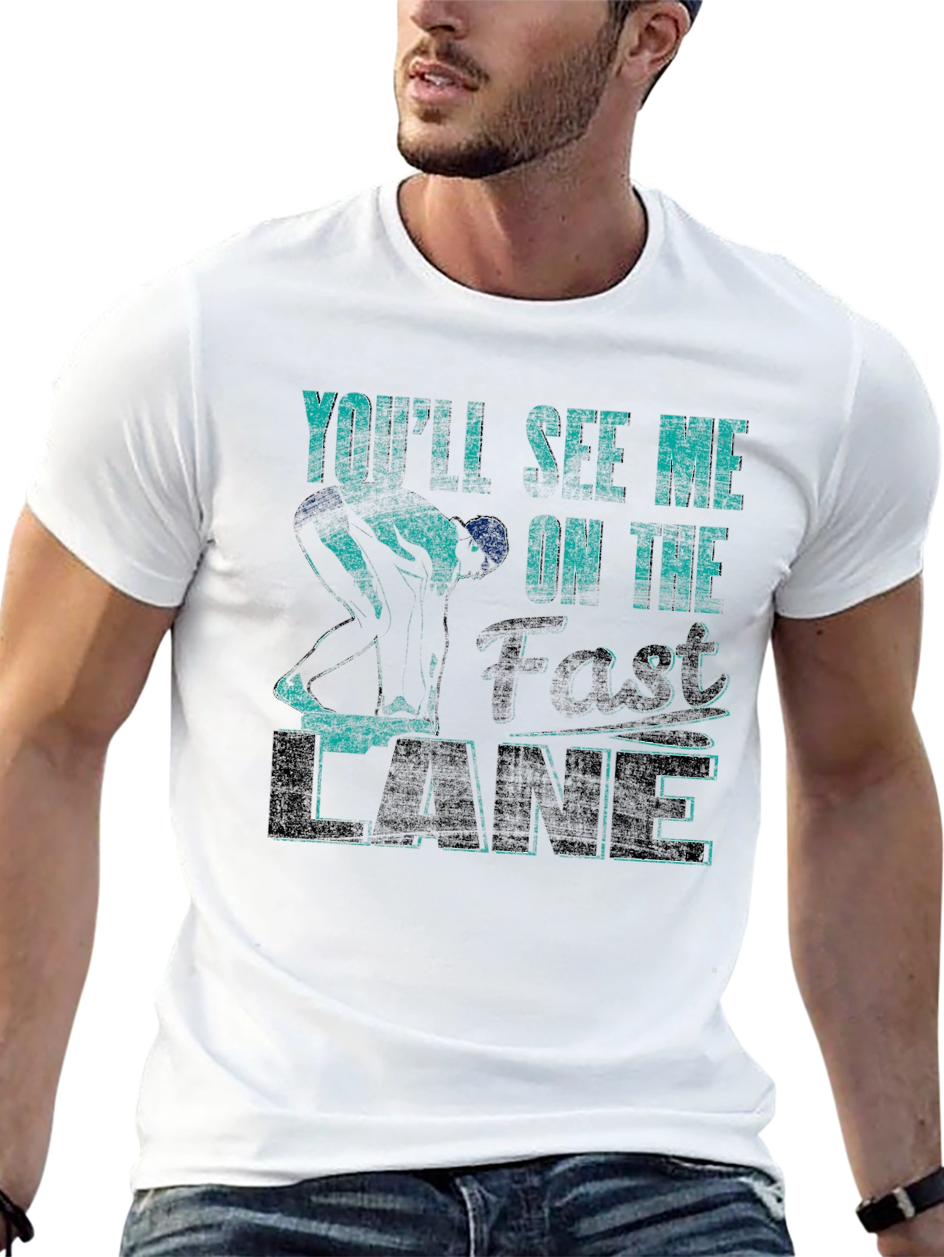 Fast Lane Swimmer Graphic T-Shirt