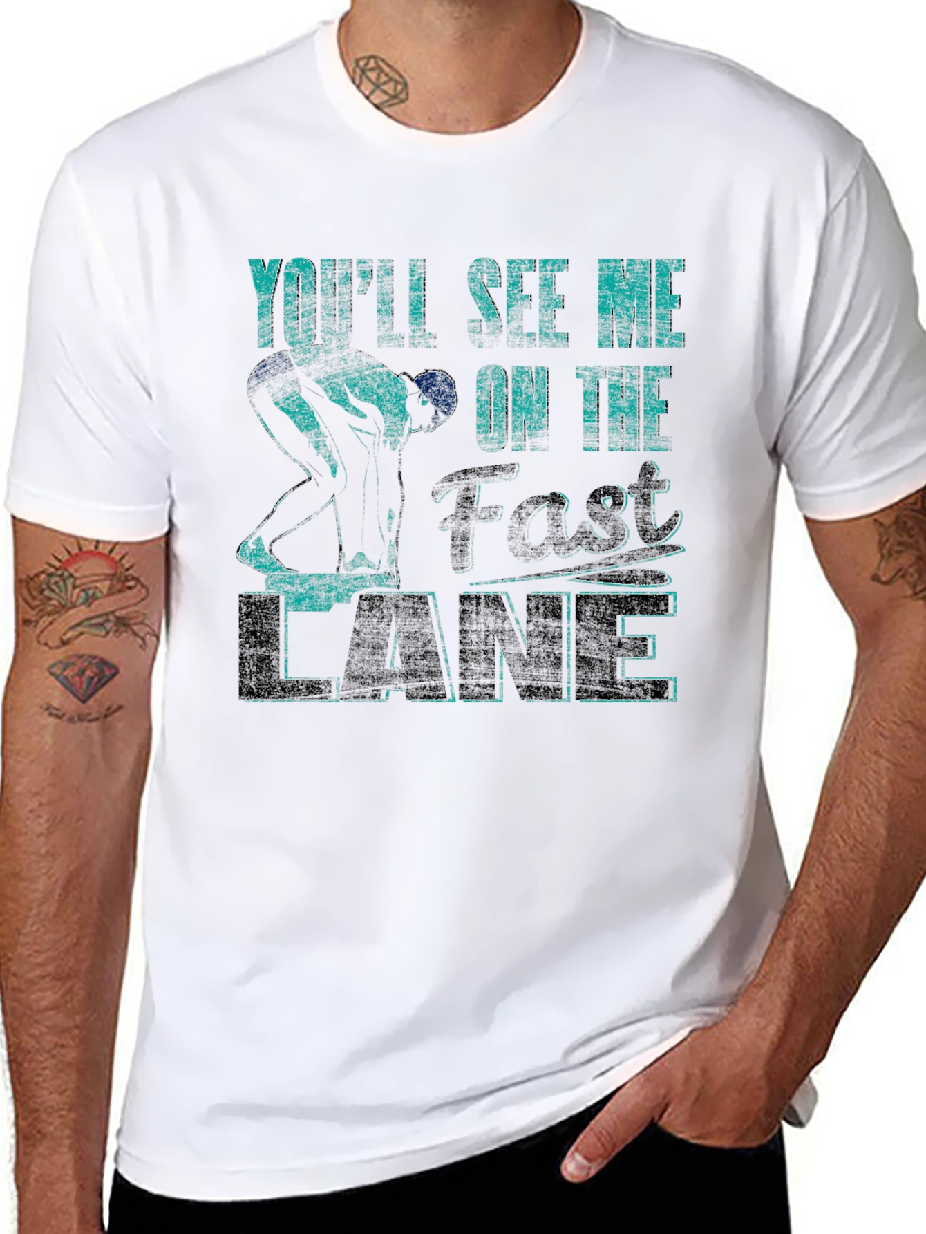 Fast Lane Swimmer Graphic T-Shirt