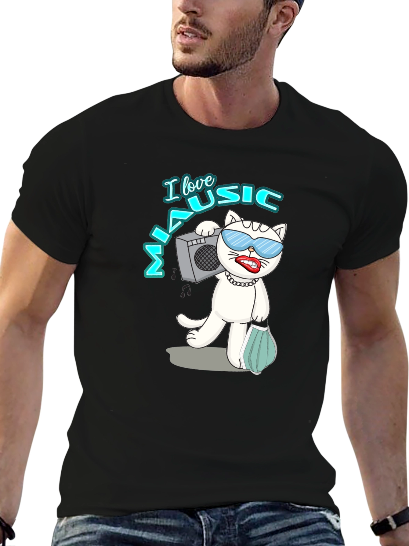 Cool Cat Music Lover T-Shirt