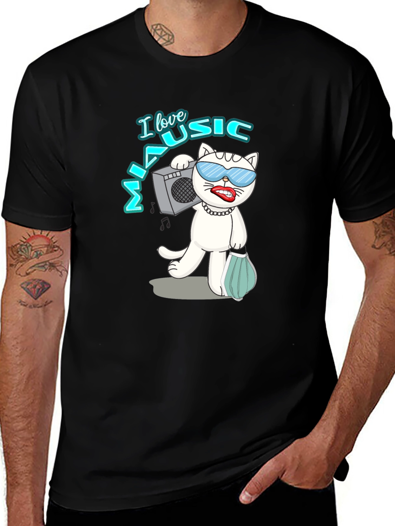 Cool Cat Music Lover T-Shirt