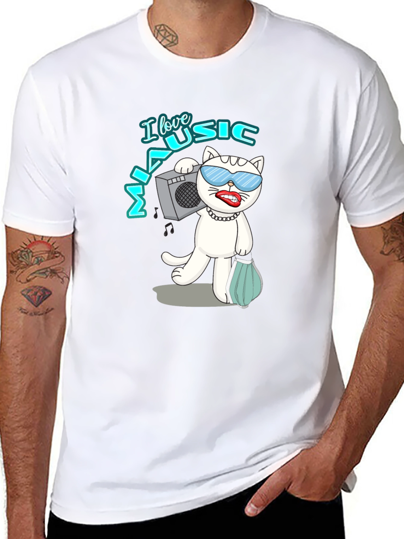 Cool Cat Music Lover T-Shirt