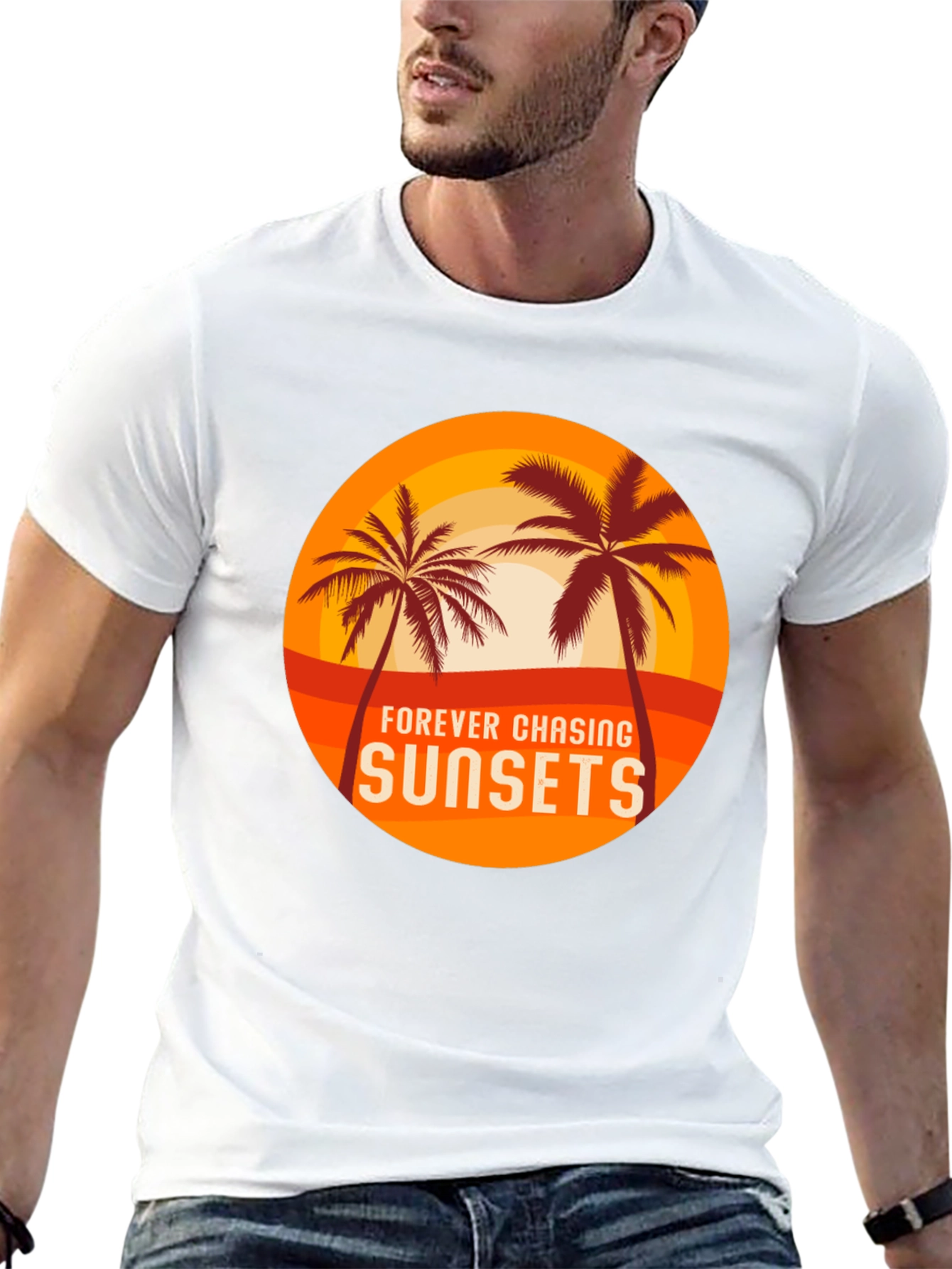 Sunset Chasing Black Tee - Tropical Vibes