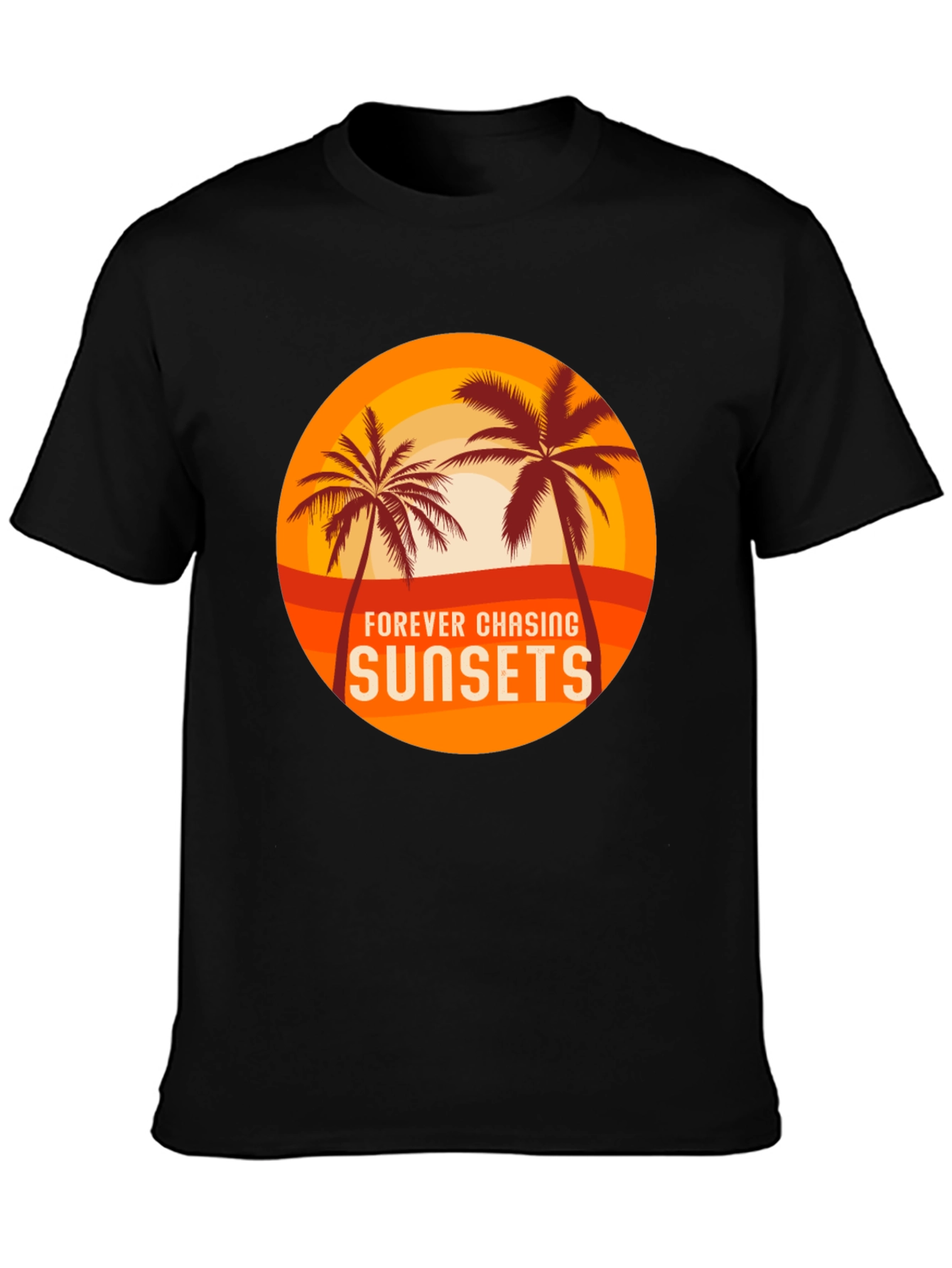Sunset Chasing Black Tee - Tropical Vibes