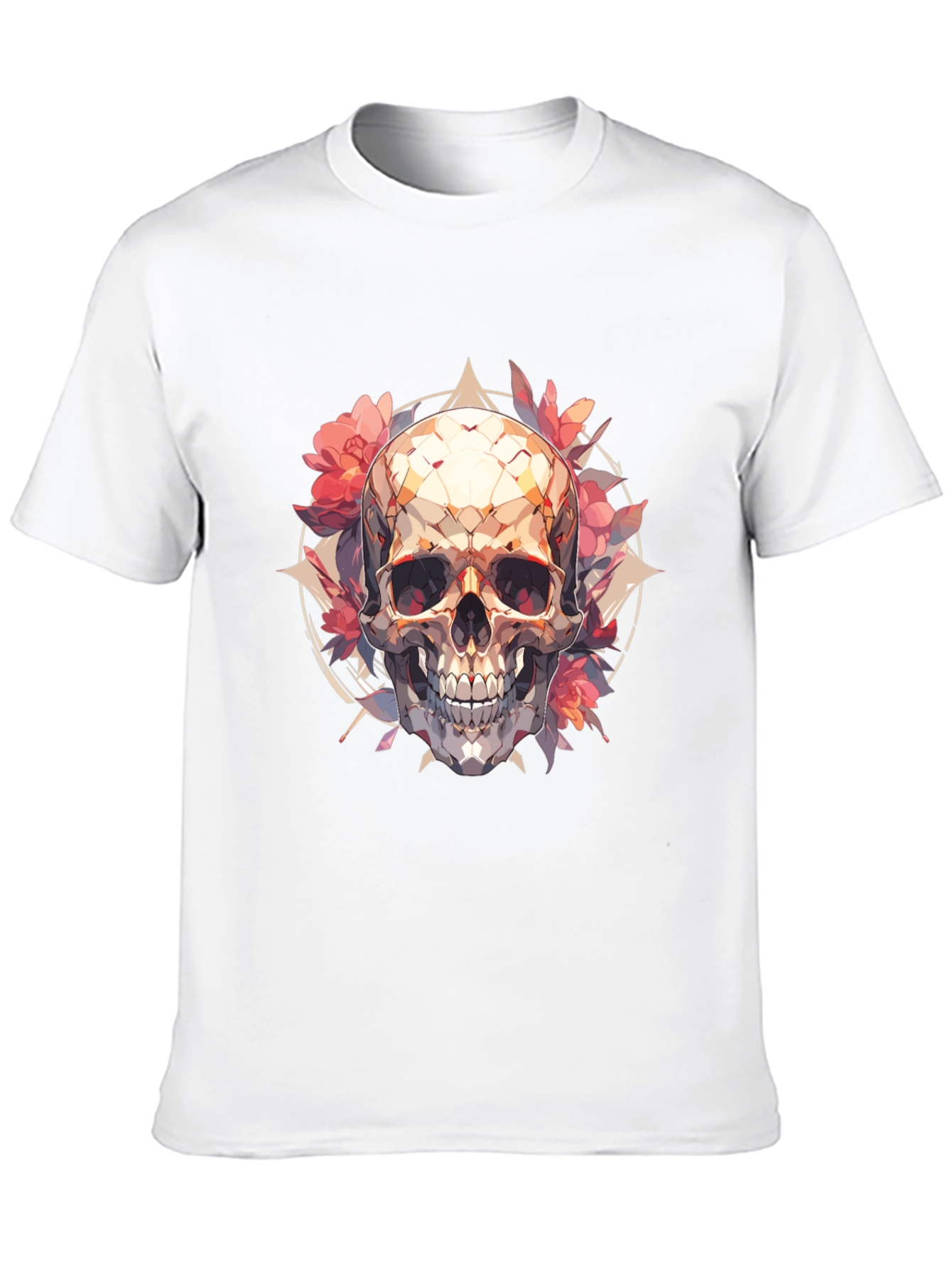 Skull & Floral Graphic Tee - Black