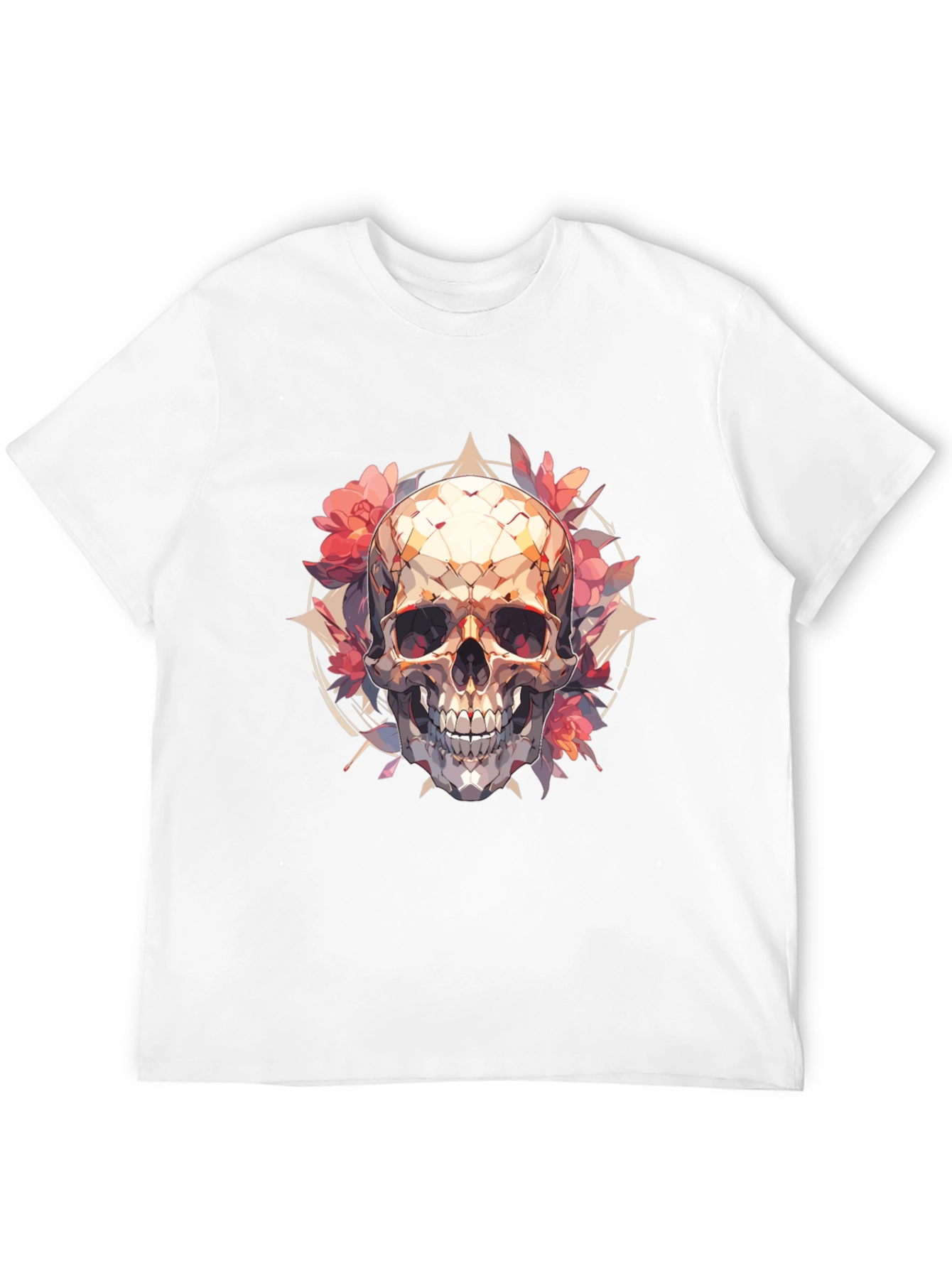 Skull & Floral Graphic Tee - Black