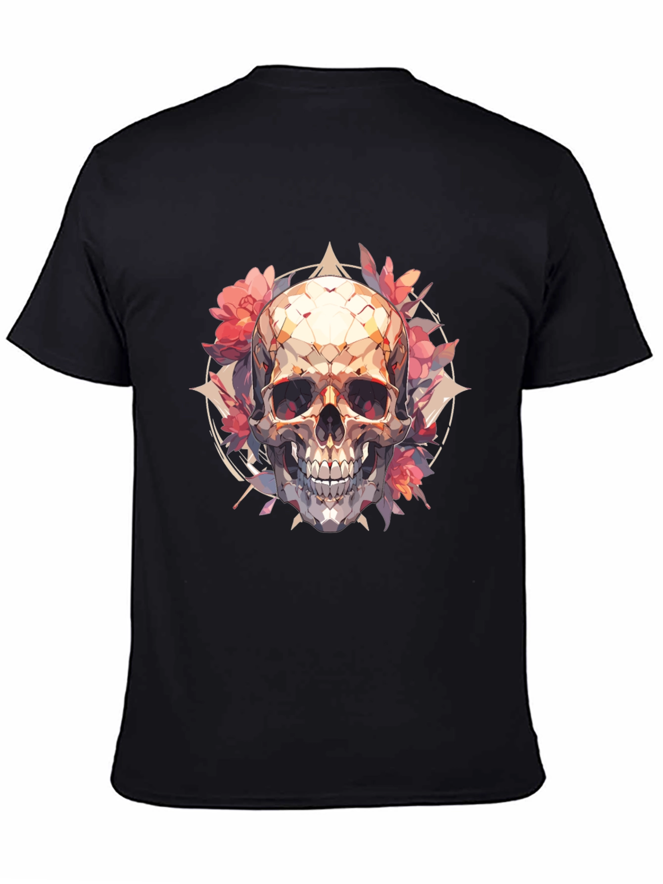 Skull & Floral Graphic Tee - Black