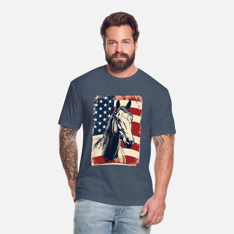 American Flag With Horse USA Lovers