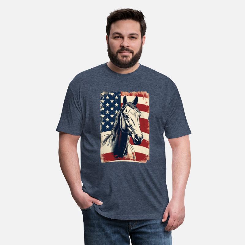 American Flag With Horse USA Lovers