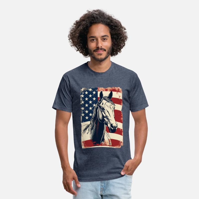 American Flag With Horse USA Lovers