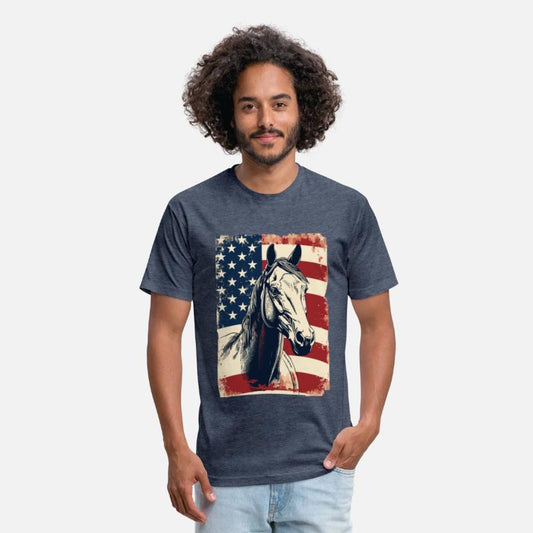 American Flag With Horse USA Lovers
