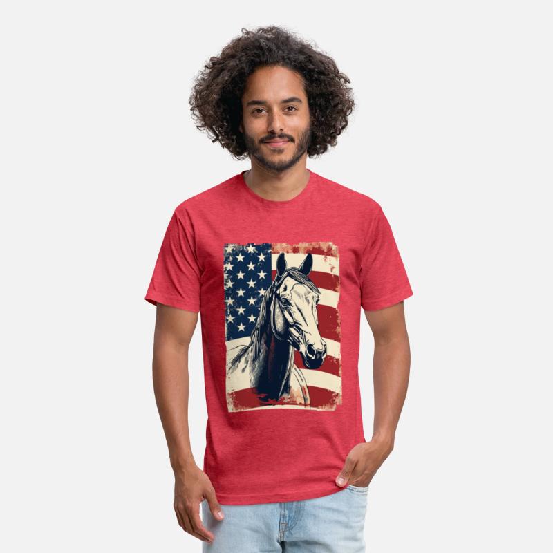 American Flag With Horse USA Lovers