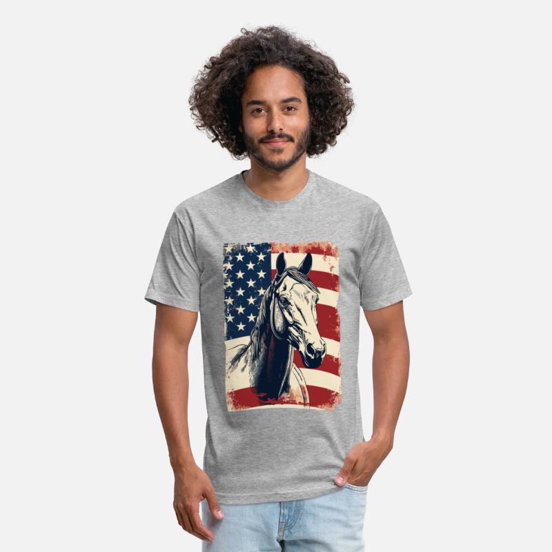 American Flag With Horse USA Lovers