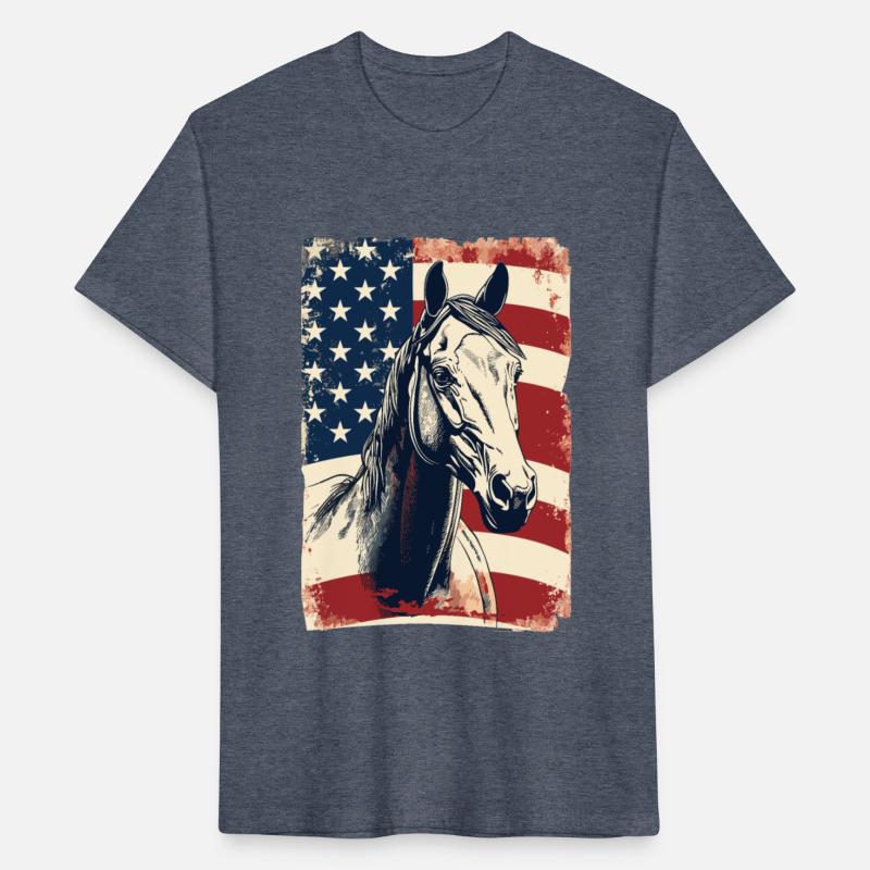 American Flag With Horse USA Lovers