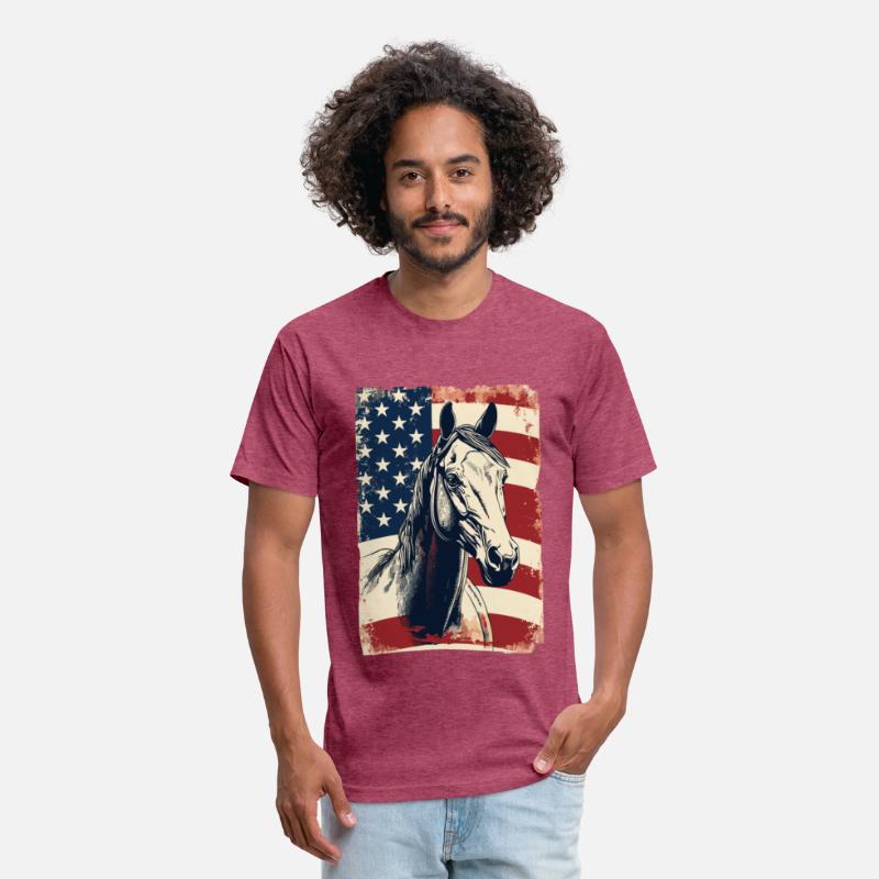 American Flag With Horse USA Lovers
