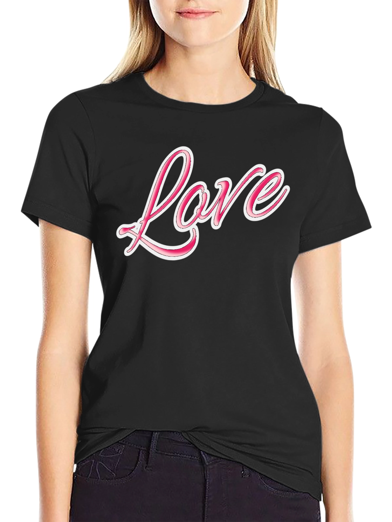Love Graphic Print Black T-Shirt
