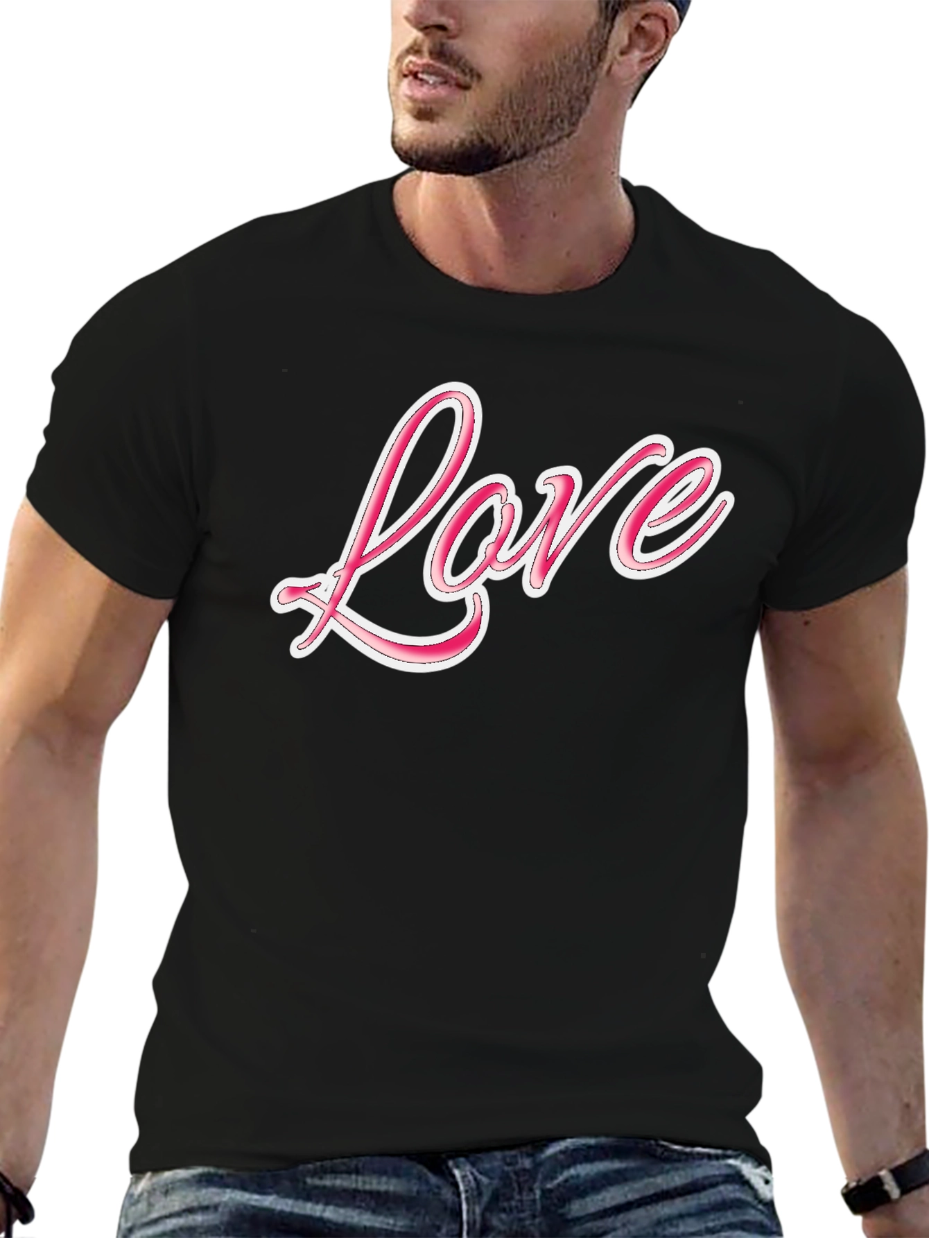 Love Graphic Print Black T-Shirt