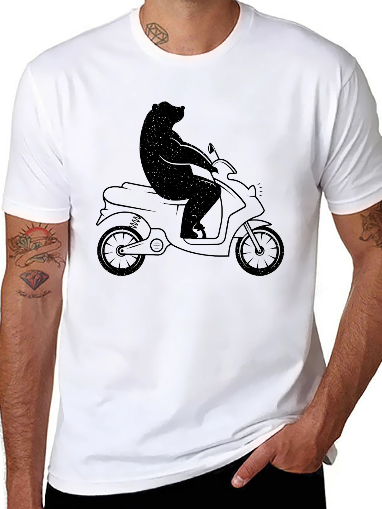 Bear on Scooter Graphic Tee - Black