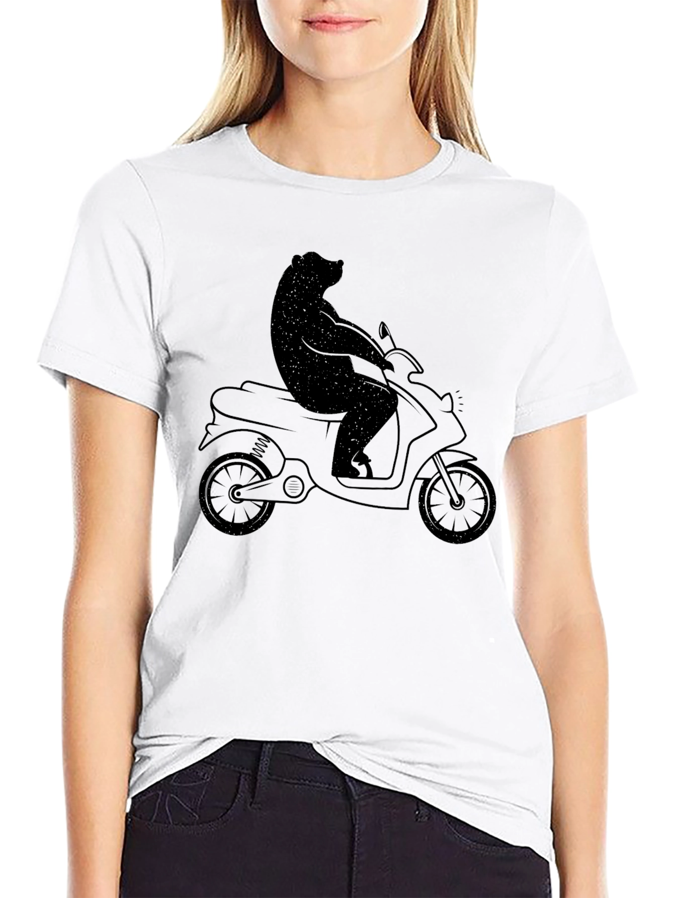Bear on Scooter Graphic Tee - Black