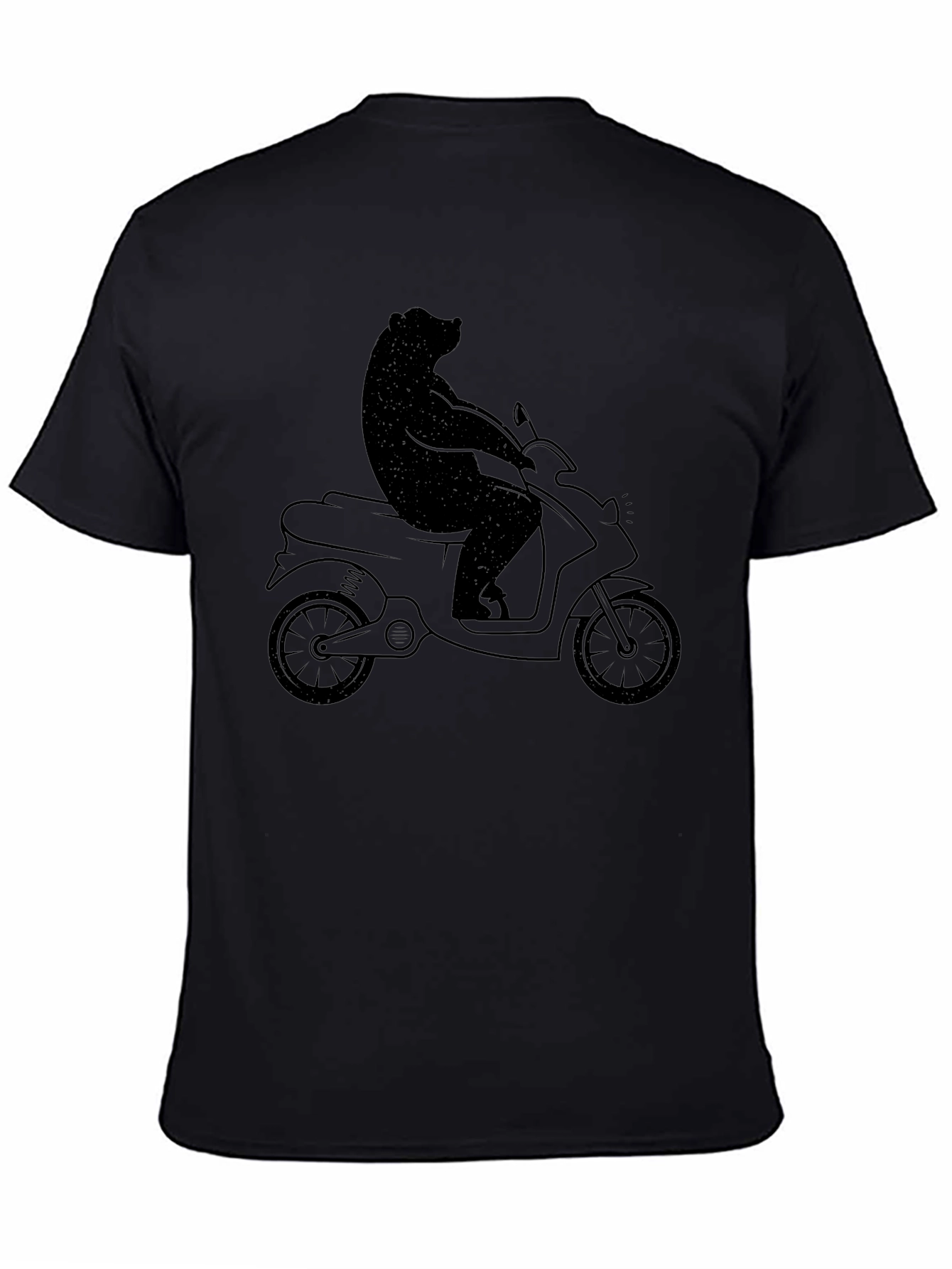 Bear on Scooter Graphic Tee - Black