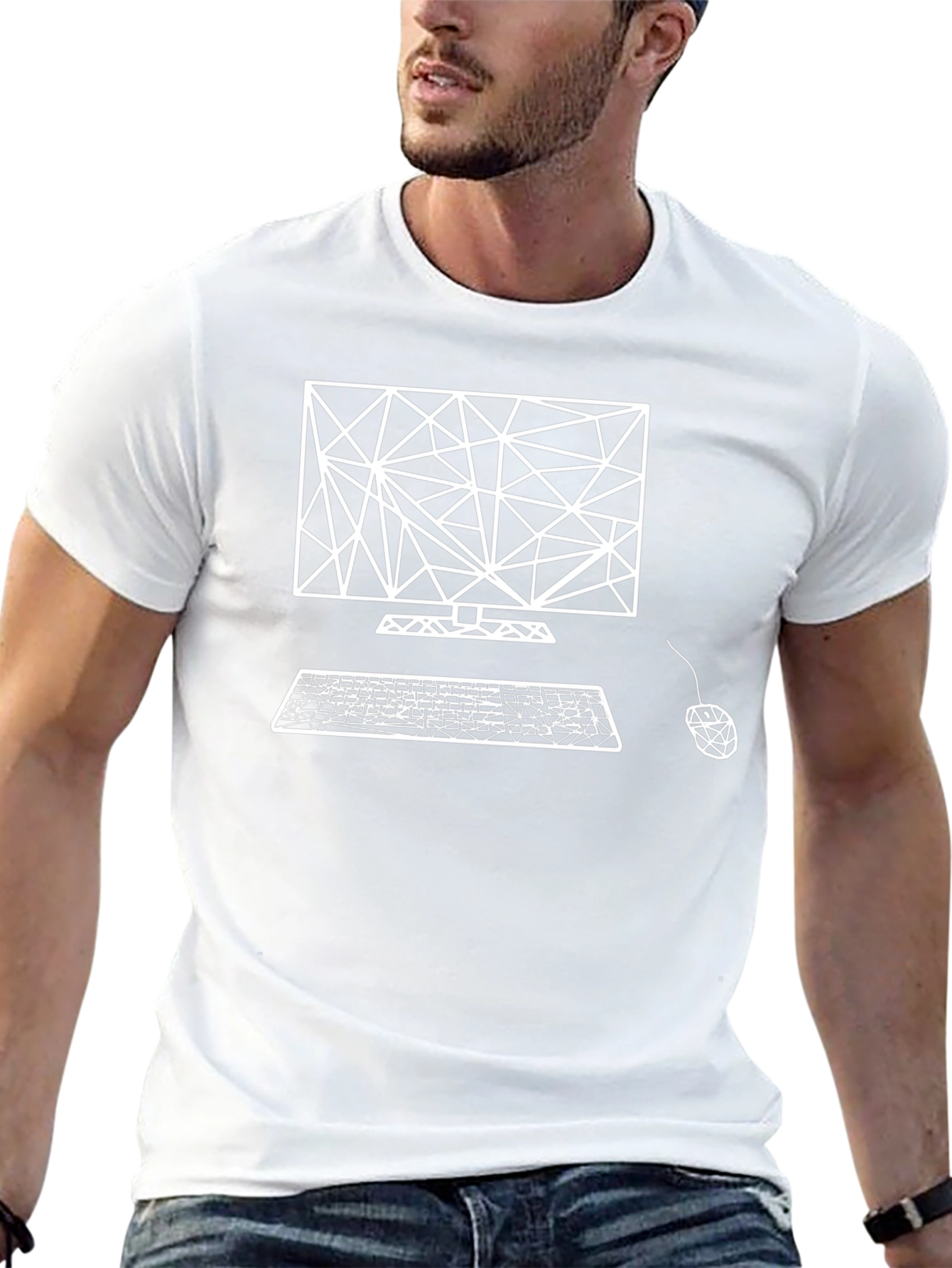 Geometric Computer Graphic Tee - Black