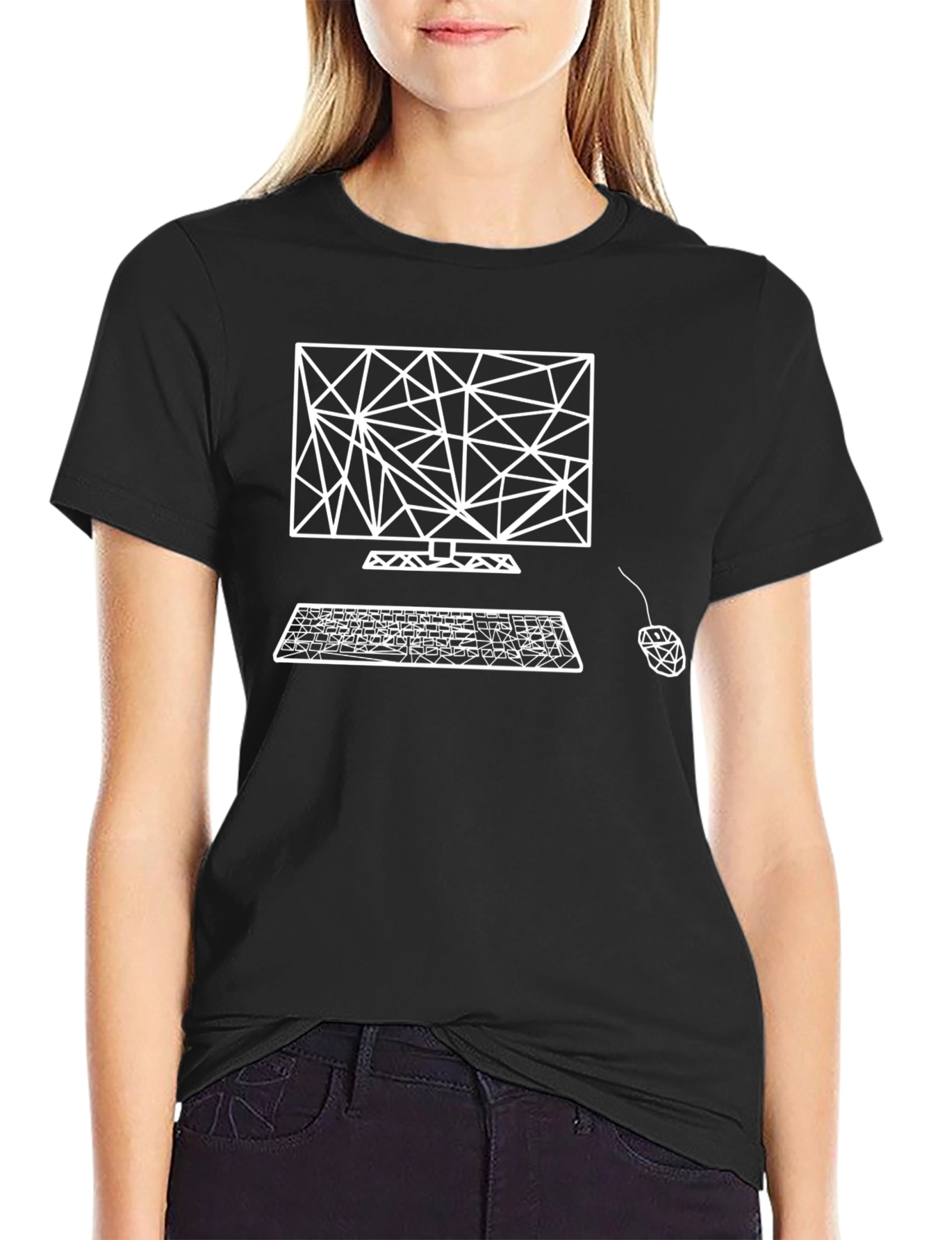 Geometric Computer Graphic Tee - Black