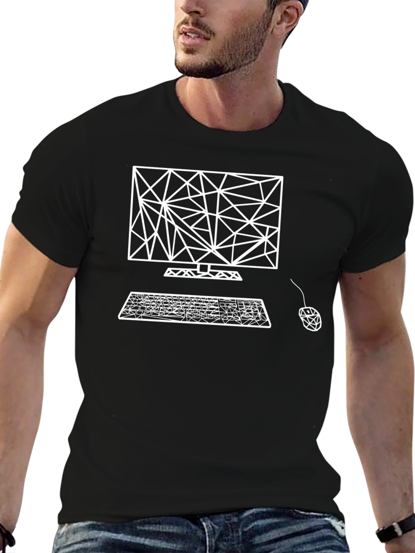 Geometric Computer Graphic Tee - Black