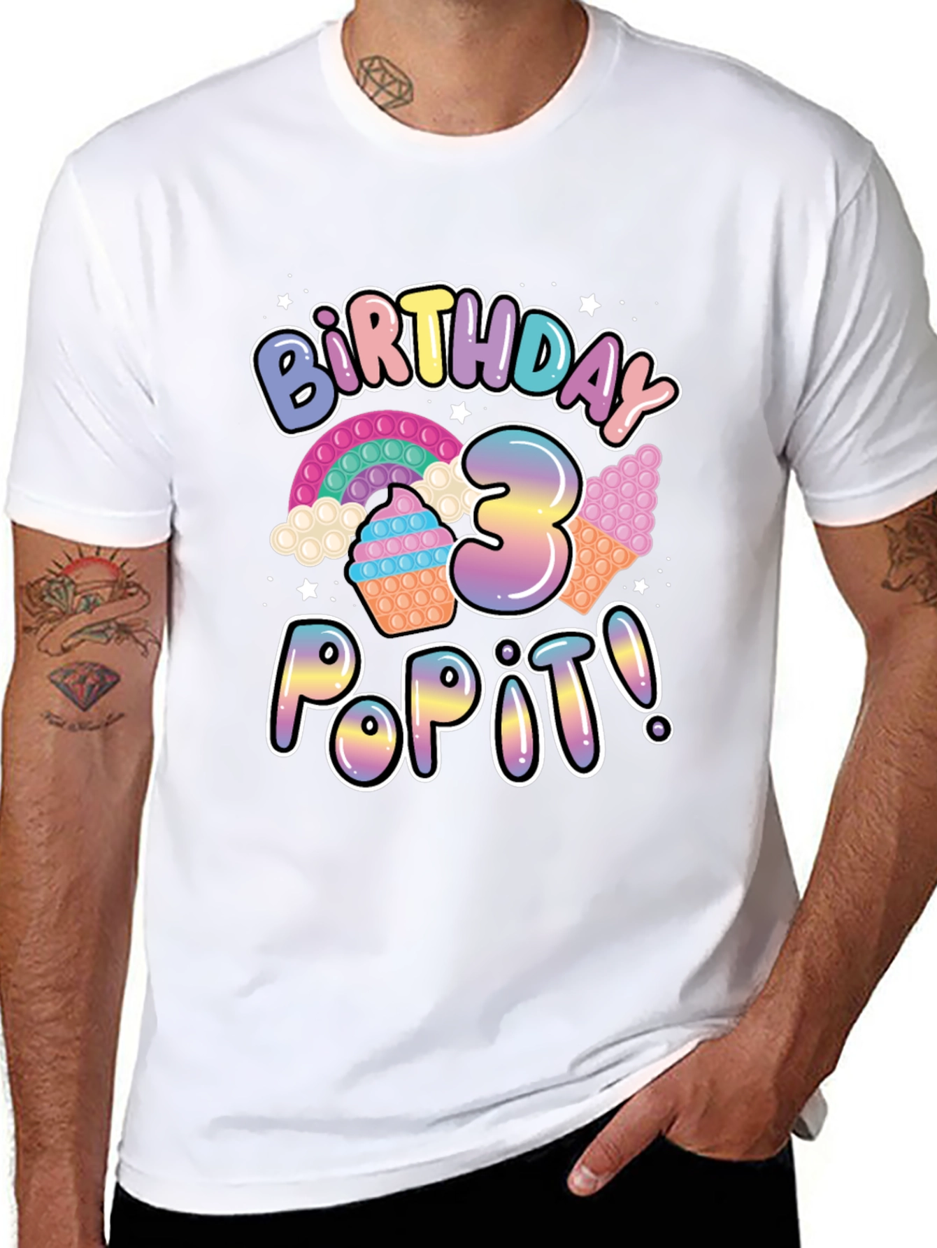 Birthday 3 Pop It T-Shirt Fun Party Wear