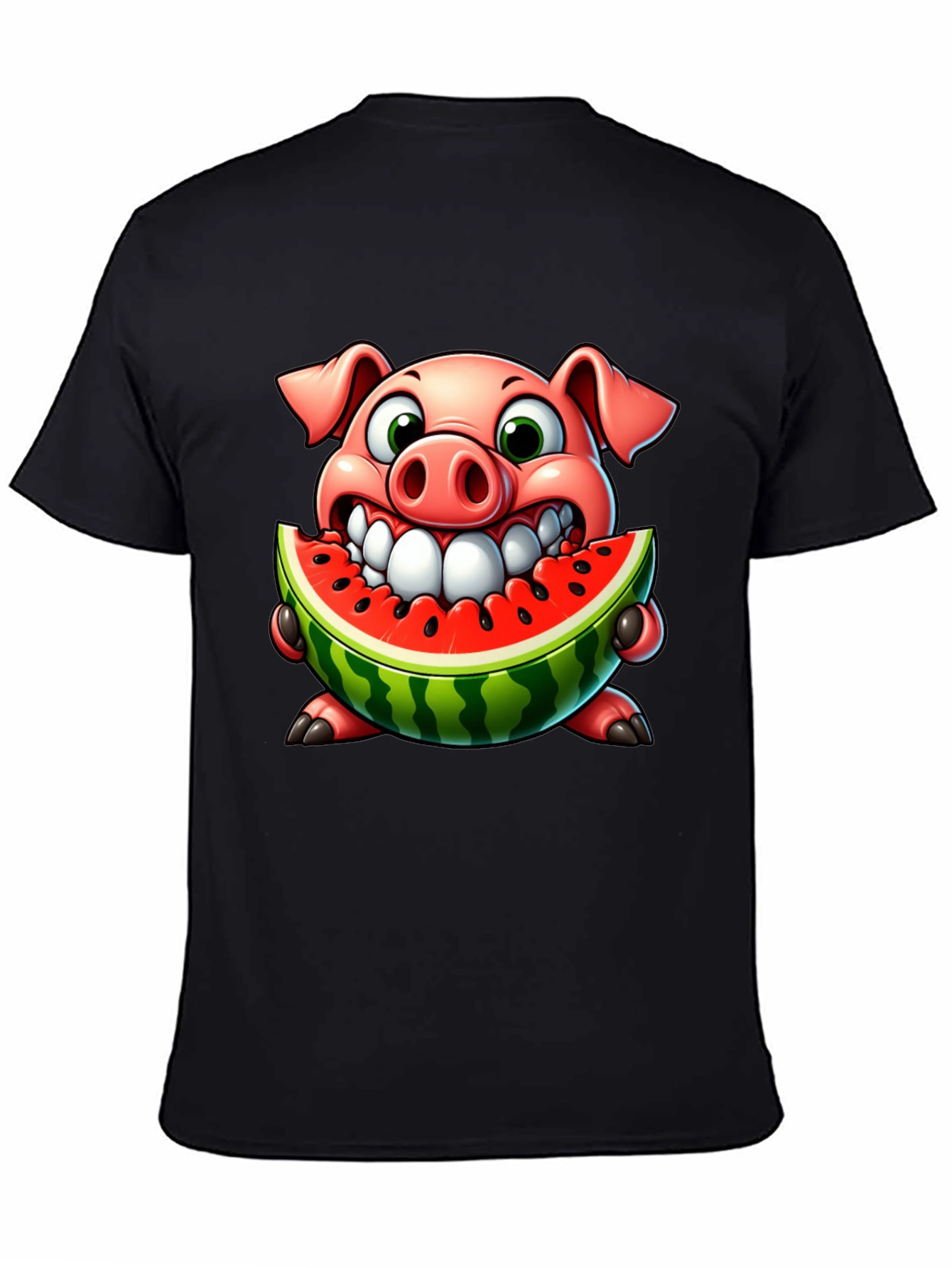 Pig Eating Watermelon Graphic Tee