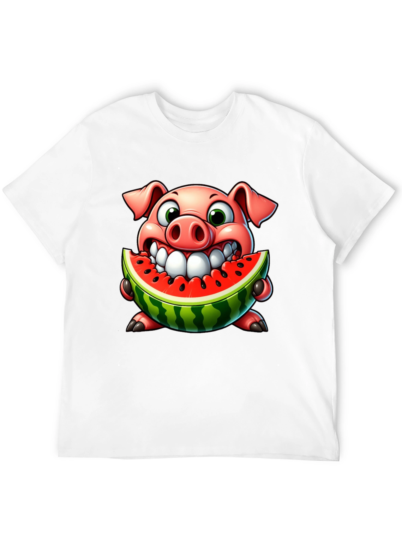 Pig Eating Watermelon Graphic Tee