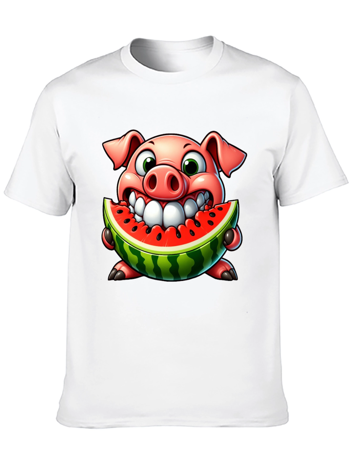 Pig Eating Watermelon Graphic Tee