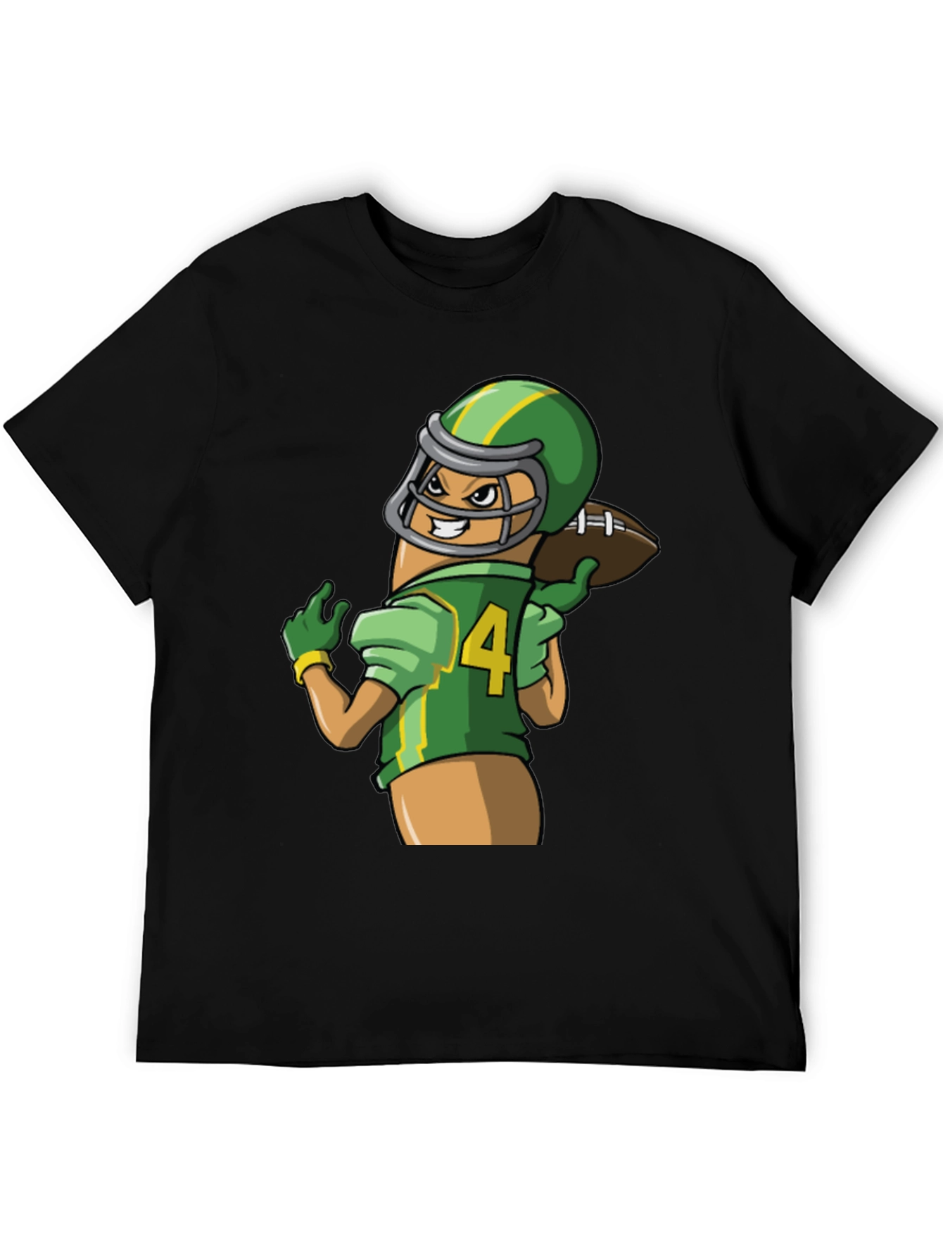 Funny Football Sausage Graphic Tee - Black