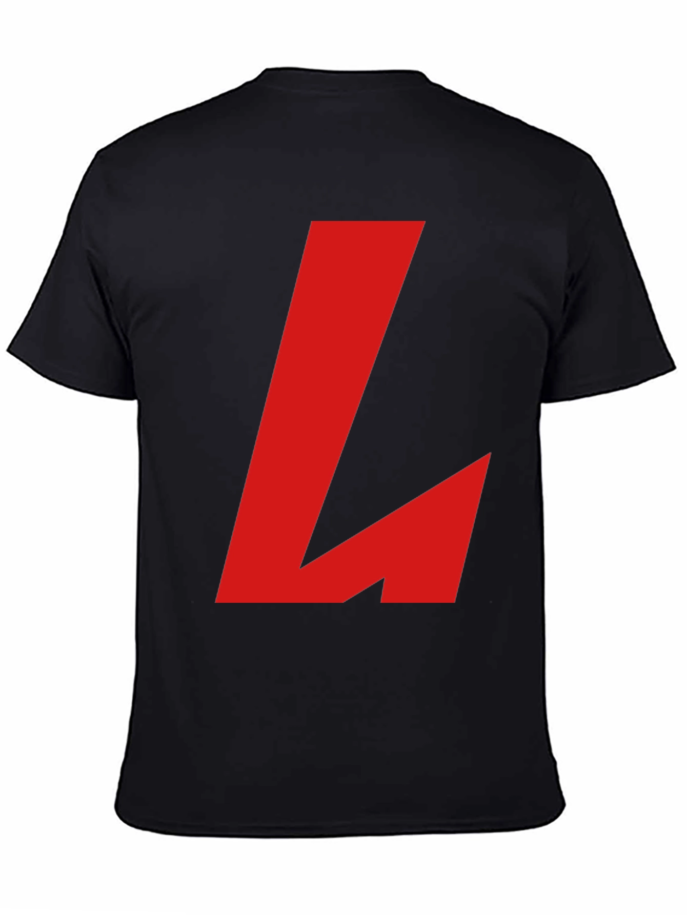 Bold Red L Graphic Black T-Shirt
