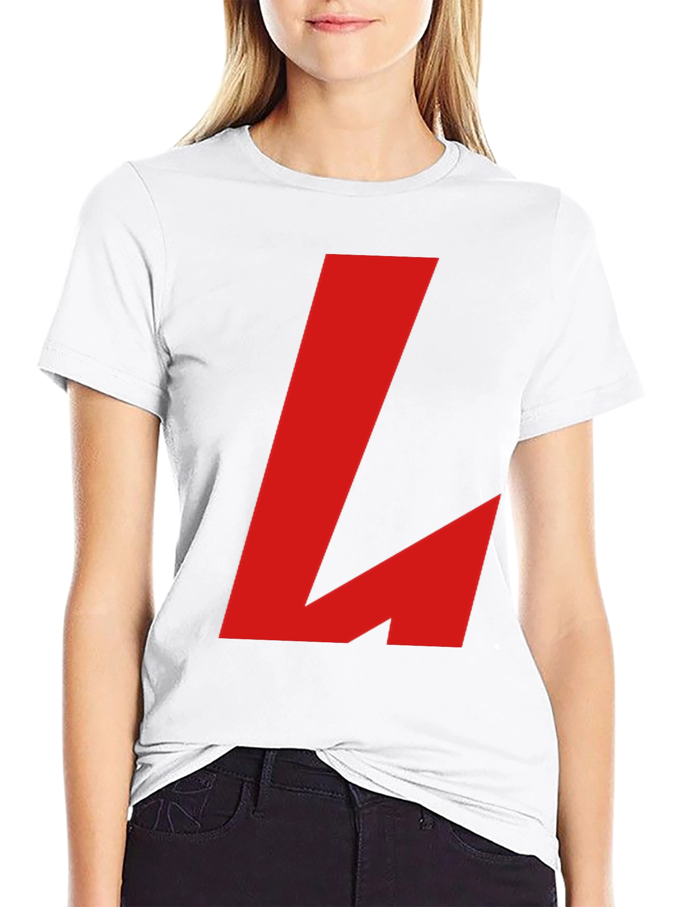 Bold Red L Graphic Black T-Shirt