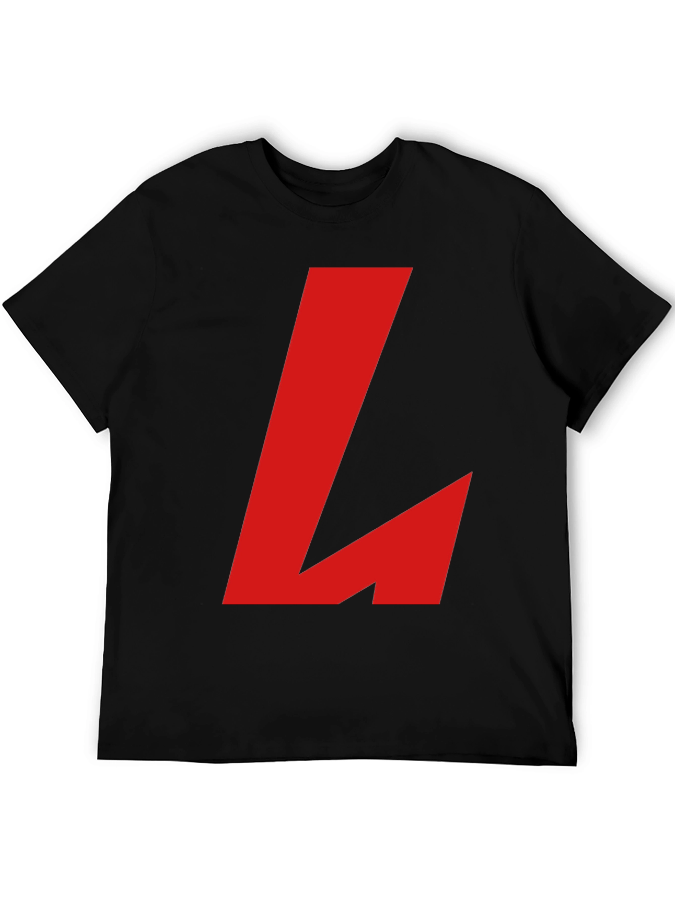 Bold Red L Graphic Black T-Shirt
