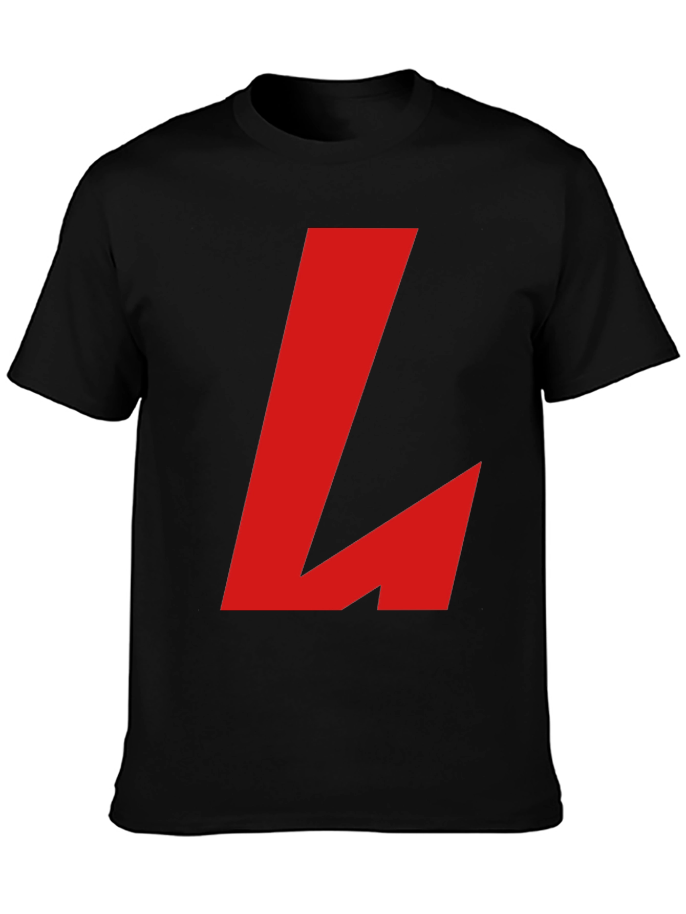 Bold Red L Graphic Black T-Shirt