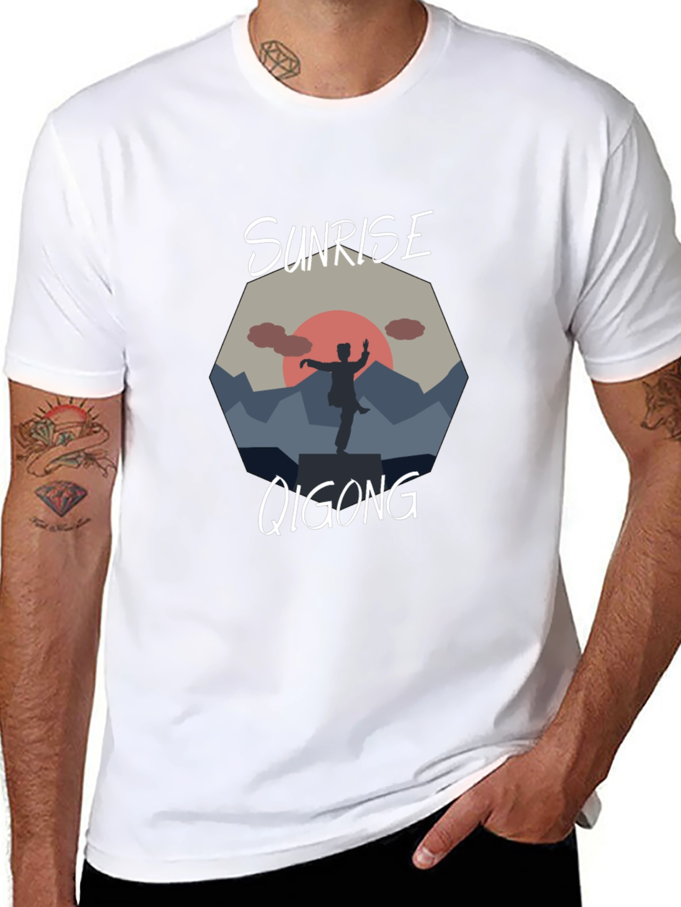 Sunrise Qigong T-Shirt - Meditative Design