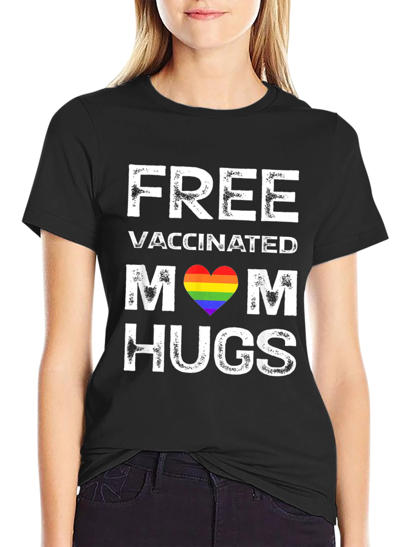 Free Vaccinated Mom Hugs T-Shirt LGBTQ Pride