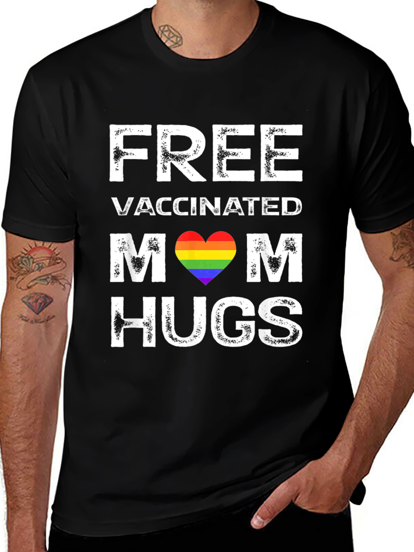 Free Vaccinated Mom Hugs T-Shirt LGBTQ Pride