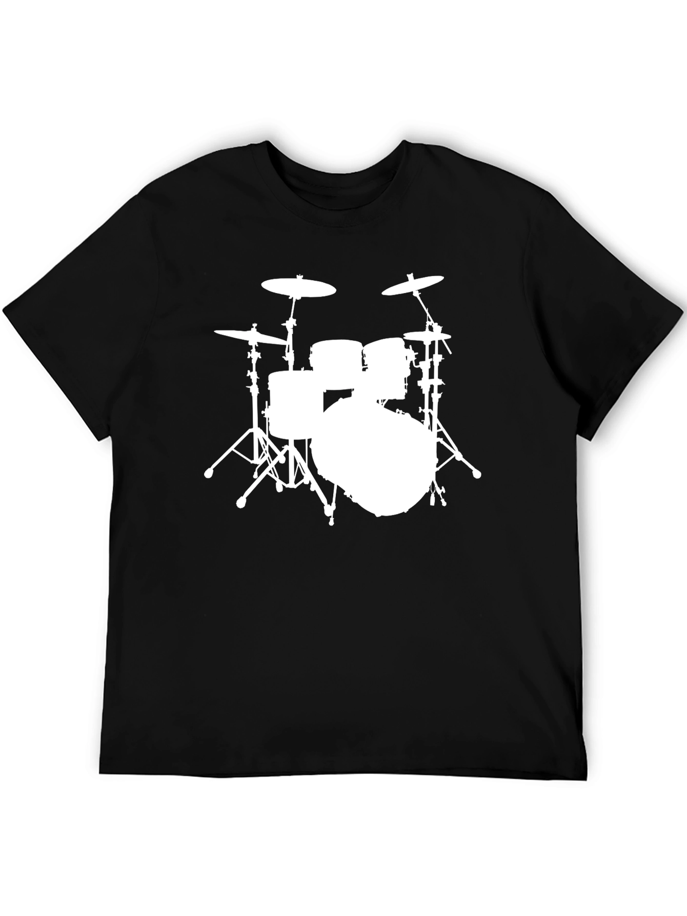 Drum Kit Graphic Tee - Black Cotton Musician T-Shirt