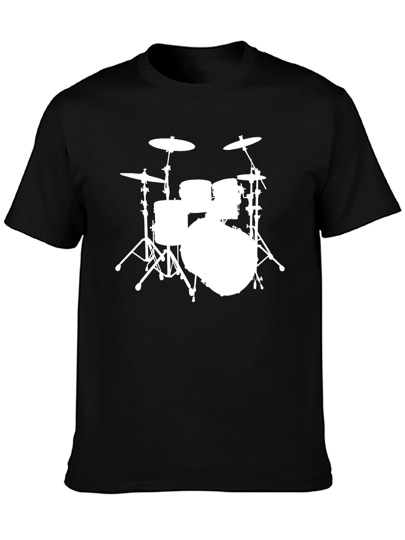 Drum Kit Graphic Tee - Black Cotton Musician T-Shirt
