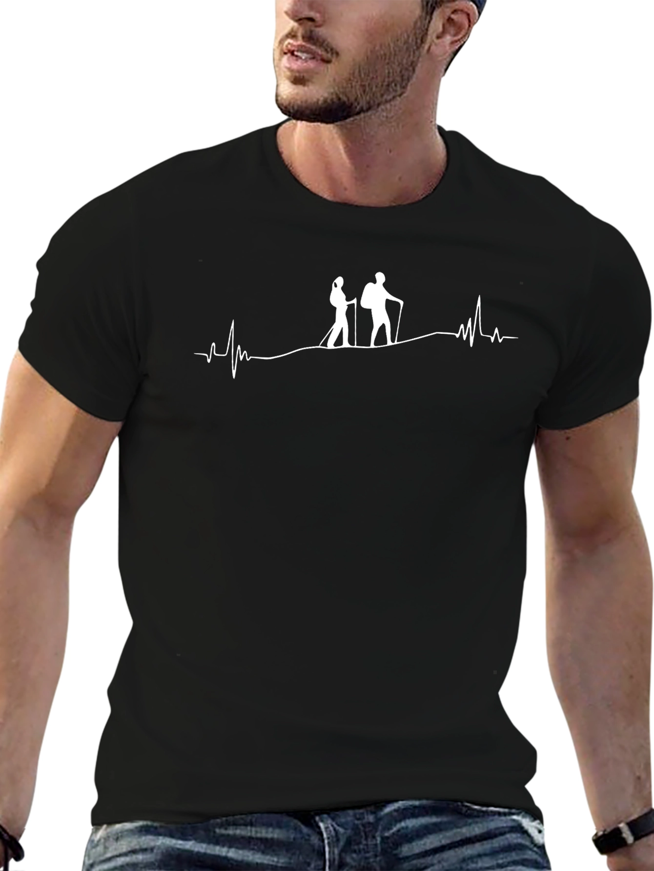Hiking Heartbeat Tee - Black Graphic T-Shirt