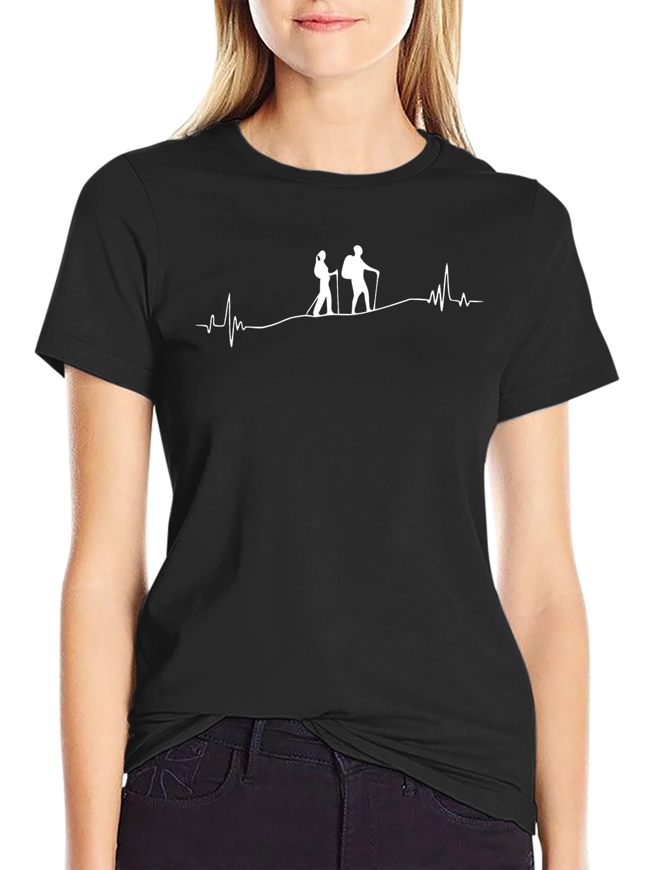 Hiking Heartbeat Tee - Black Graphic T-Shirt