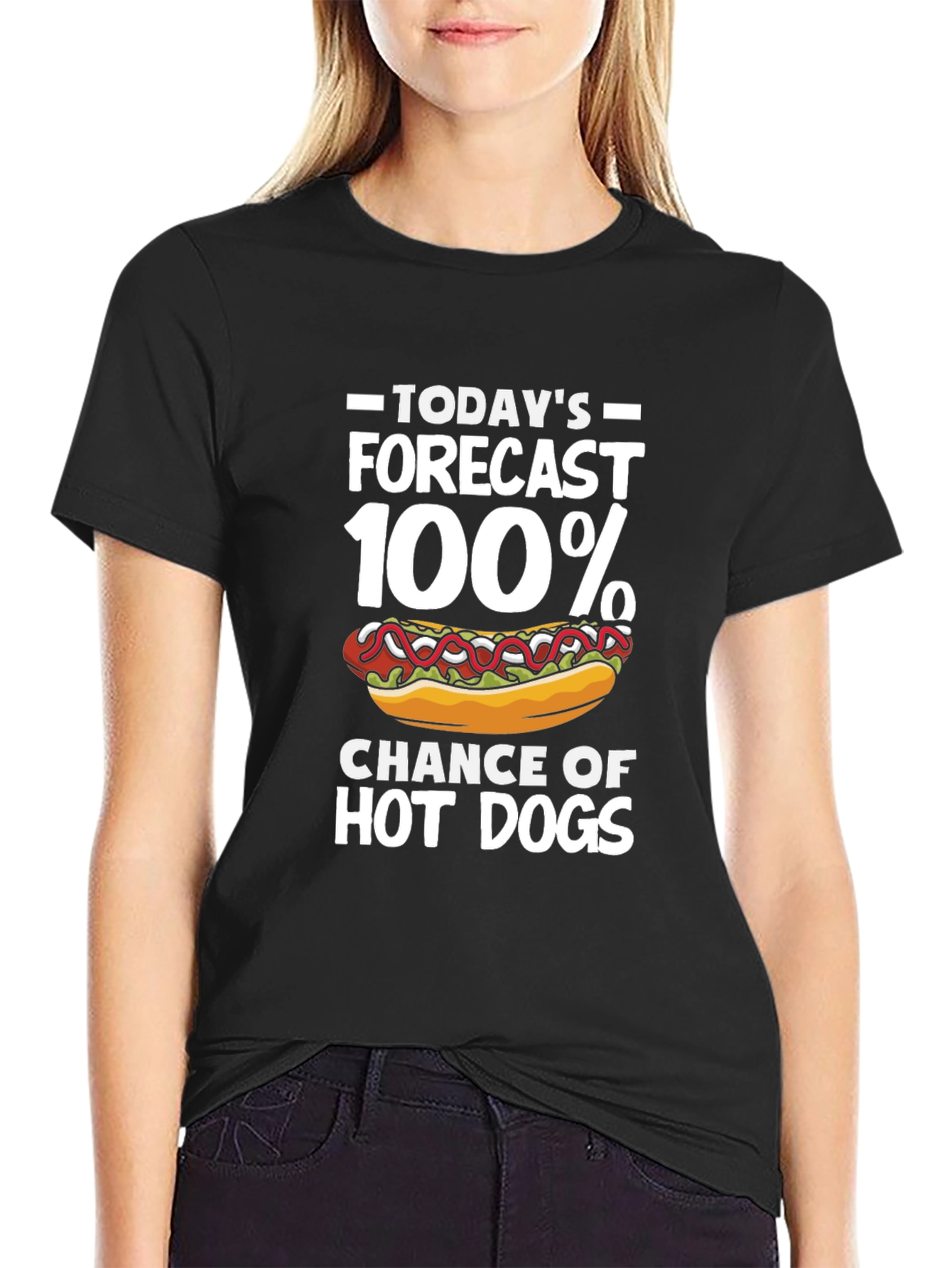 Funny Hot Dog Forecast Graphic T-Shirt