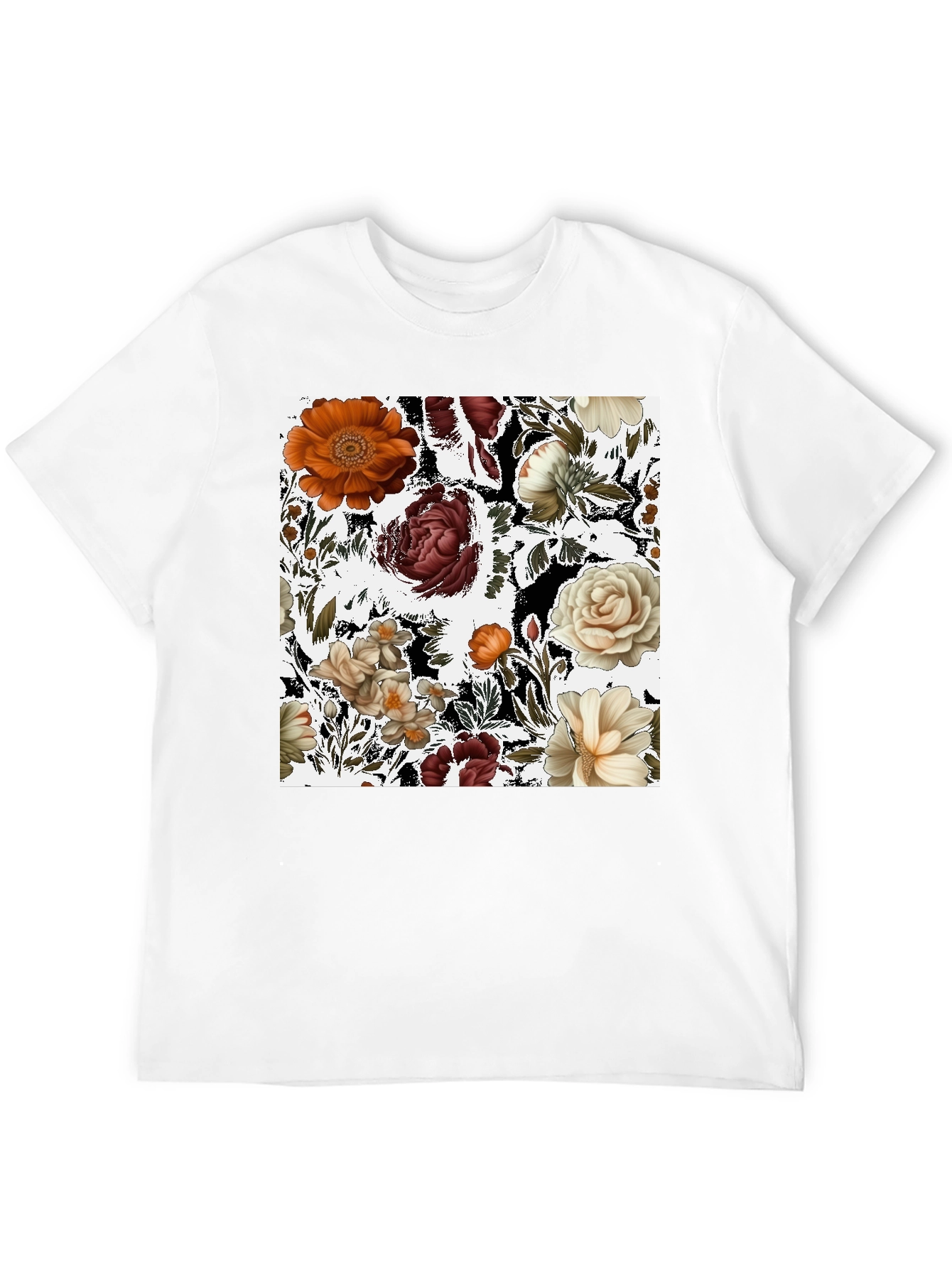 Floral Print Black T-Shirt