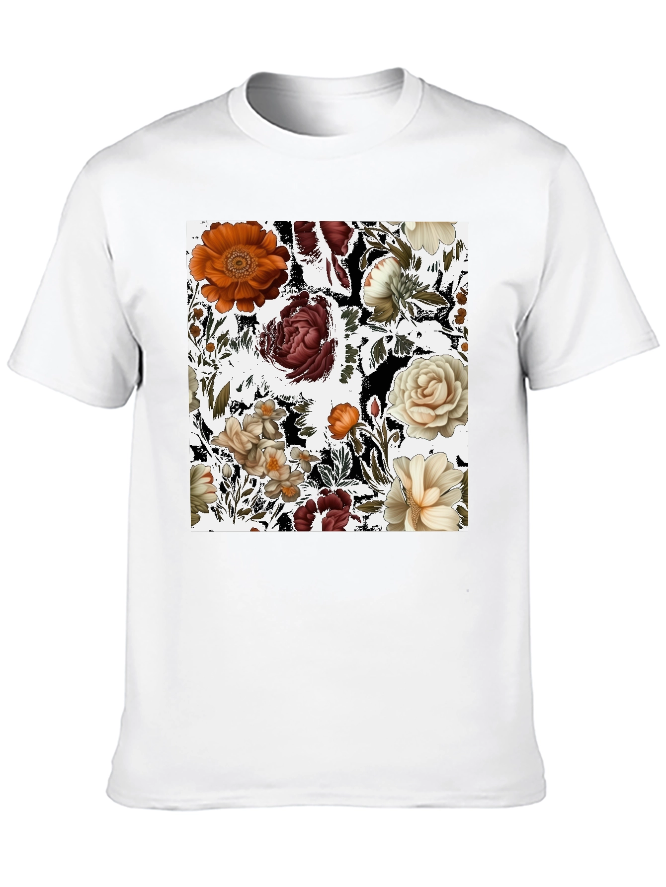 Floral Print Black T-Shirt