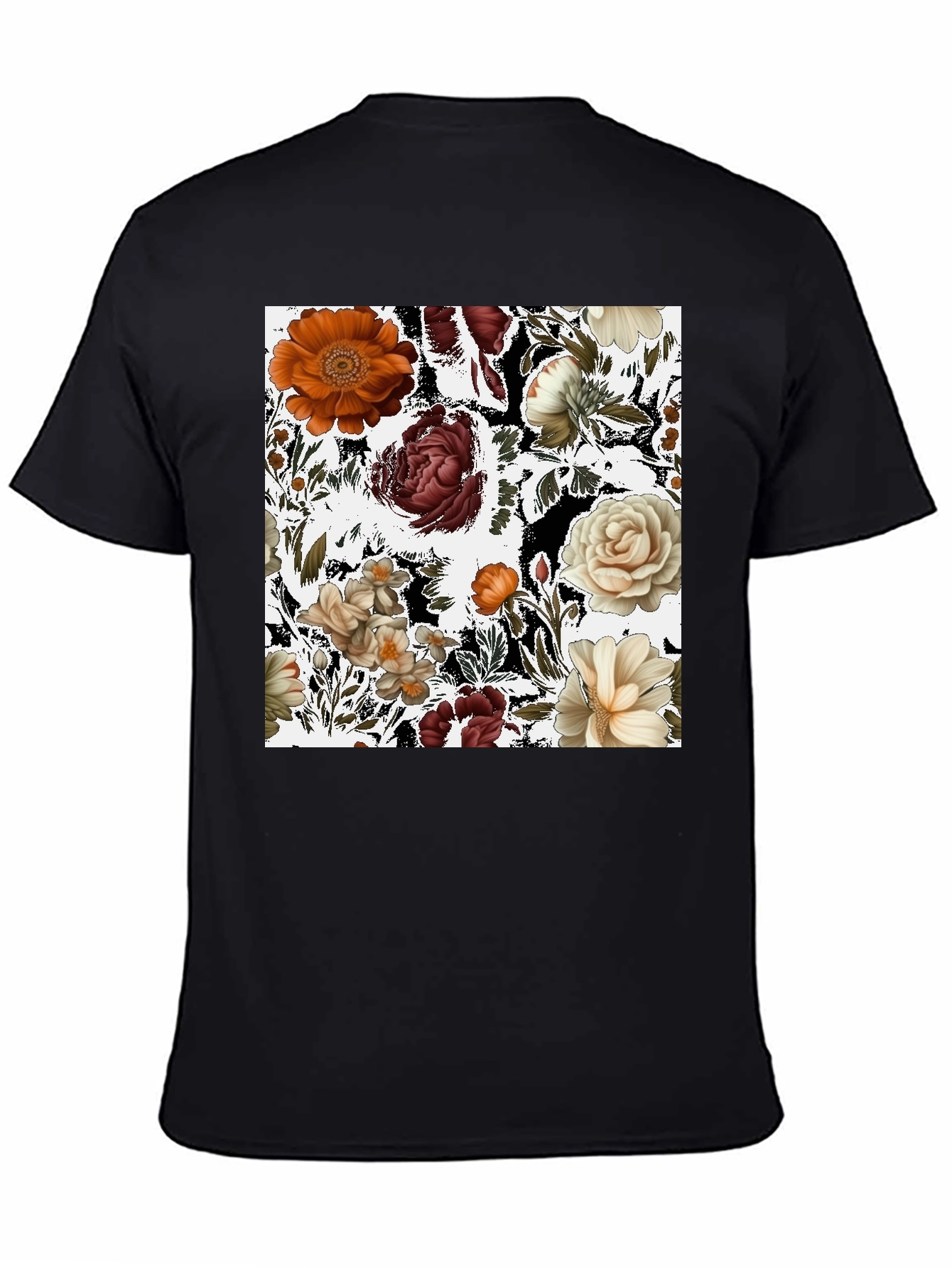 Floral Print Black T-Shirt