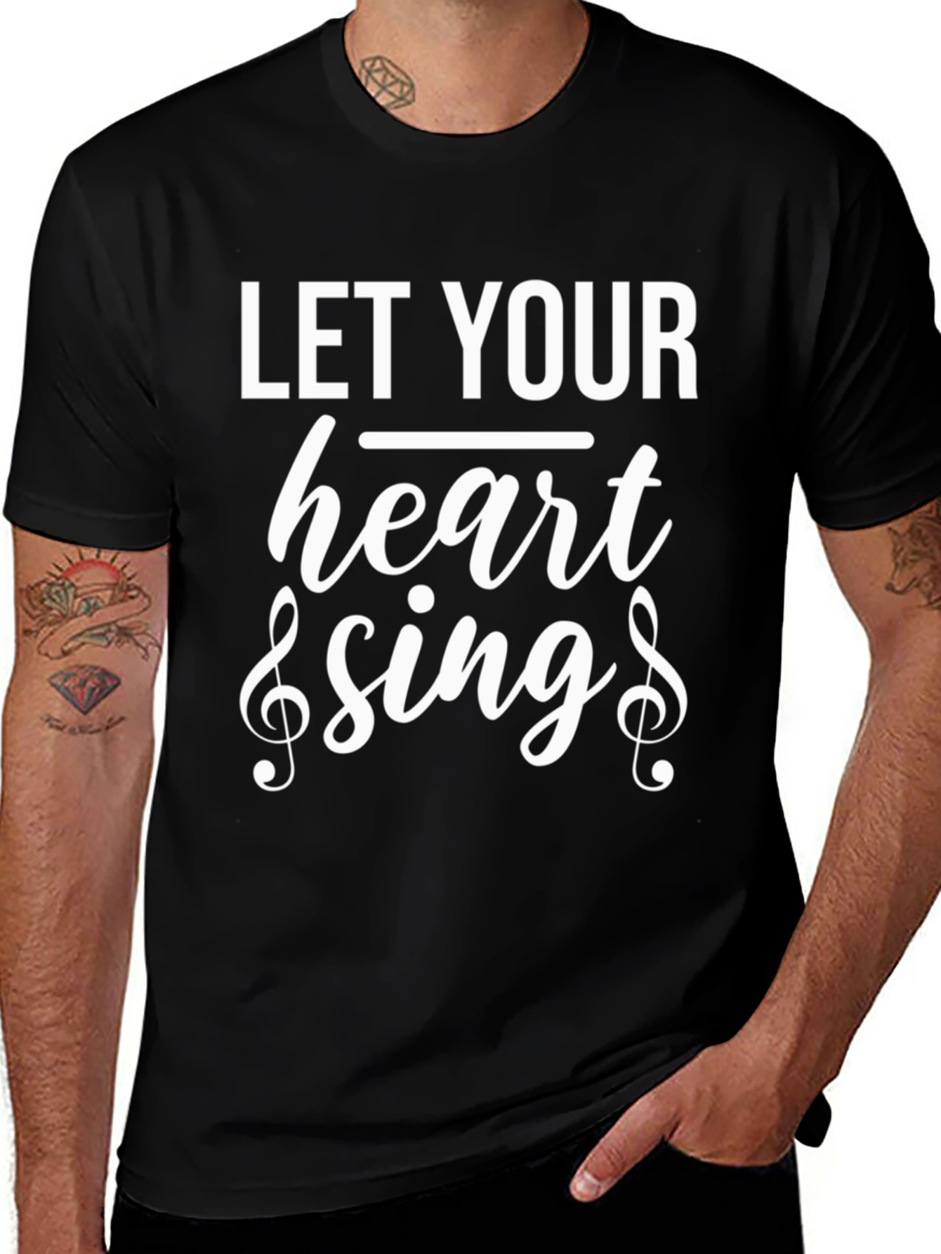 Let Your Heart Sing Black Graphic T-Shirt