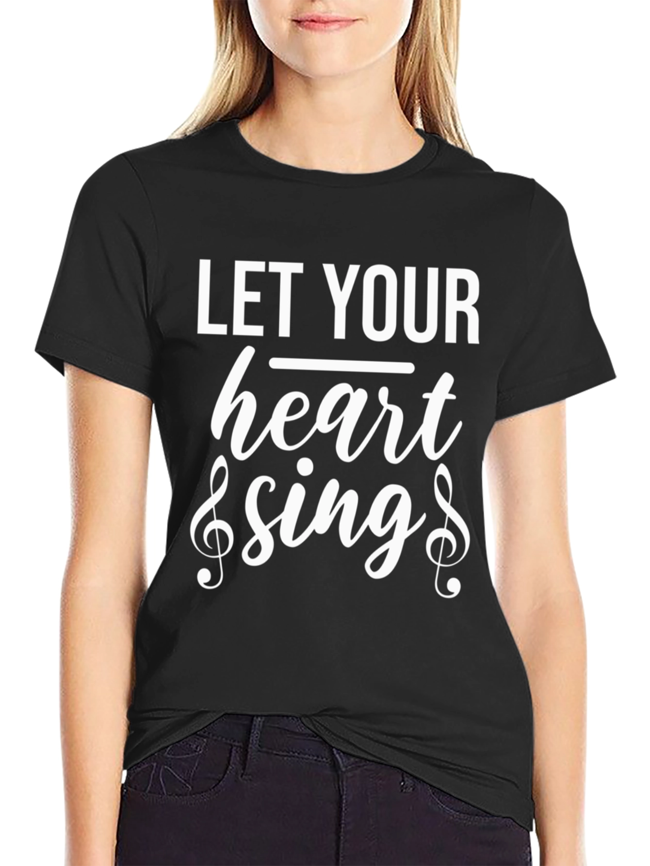 Let Your Heart Sing Black Graphic T-Shirt